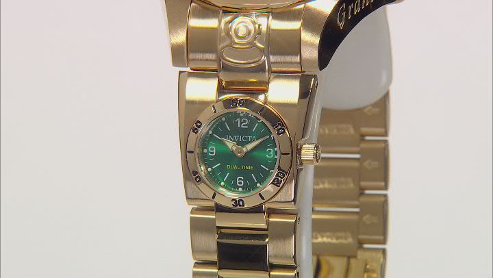 Invicta Grand Diver 47mm Automatic Yellow Stainless Steel Watch, Green and Black Bezel Video Thumbnail